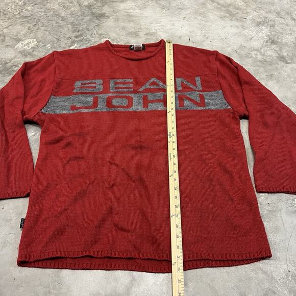 Mens Vintage Sean John Spell Out Sweater Red Size 2XL XXL Hip Hop - Picture 2 of 6